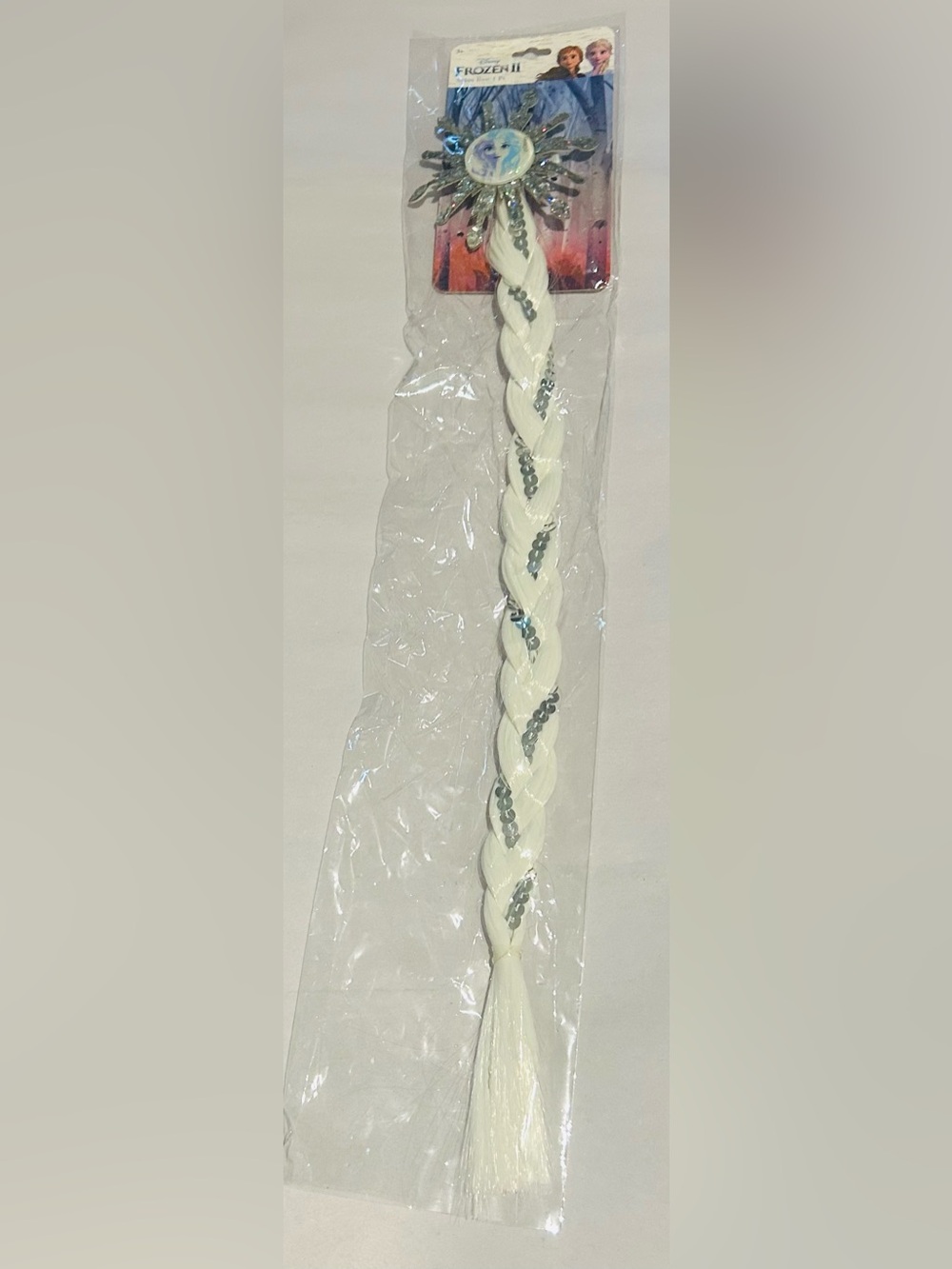 New Disney Frozen 11 Salon Bow with Faux Hair White Braid with Glitter Elsa